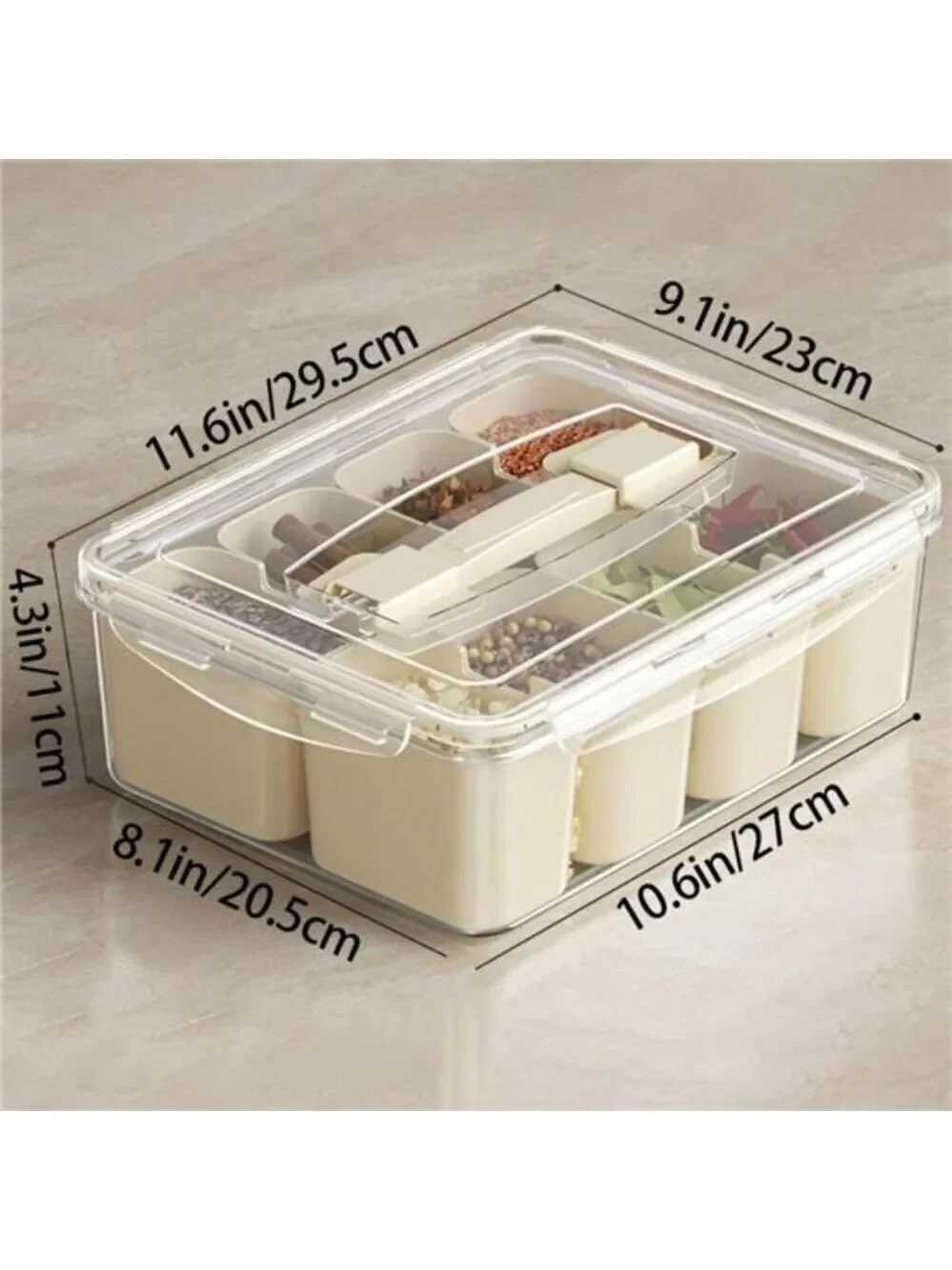 Kitchen storage container with 8 partition boxes airtight seasoning snack fruit